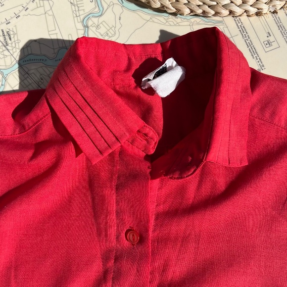 Vintage 70s Elite Pleated Collar Button Up Blouse - Picture 3 of 6